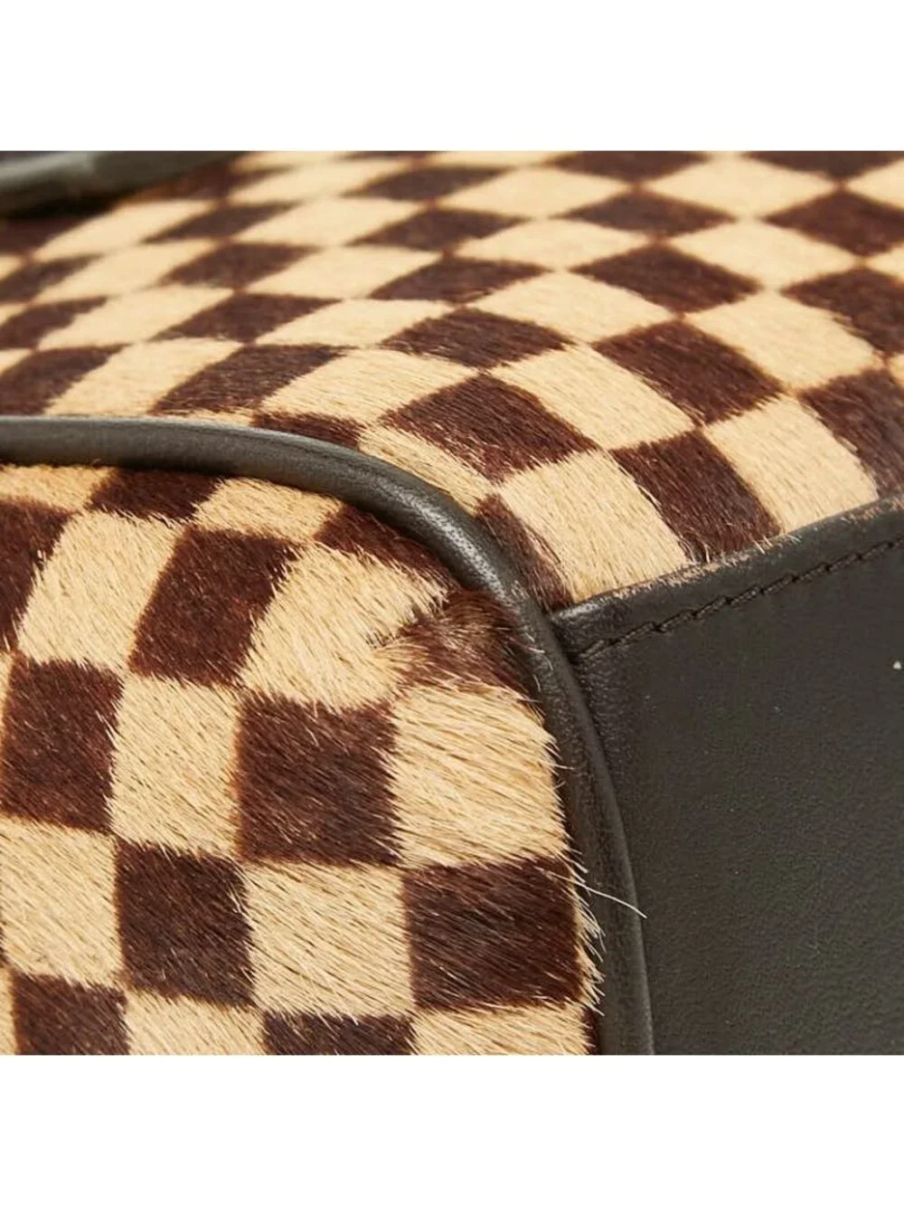 Louis Vuitton Damier Sauvage Lion Handbag Brown Beige Calf Hair Leather